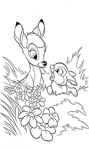 kolorowanka Bambi malowanka do wydruku Disney z bajki dla dzieci nr 14